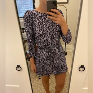 Zara 3/4 Sleeve Mini Dress, Purple Floral, Large
